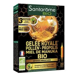 Santarome Gelée Royale Pollen Propolis Miel de Manuka Bio - 20 Ampoules