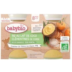 Babybio Riz au Lait de Coco Clémentines de Corse +8m Bio - 2 x 130g