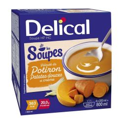 Delical Soupe Hyperprotidique Hypercalorique Potiron Patates Douces - 4 x 200ml