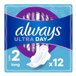 Always Ultra Day Serviettes Hygiéniques avec Ailettes Long+ - 12 Unités